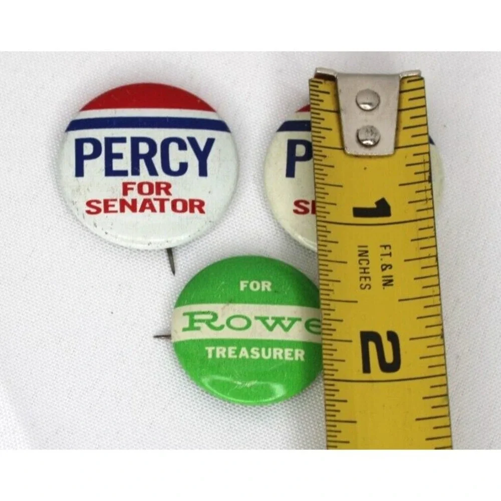 VTG Illinois Political Campaign Pins 1966 Percy (R) Rowe (R) Lot of 3